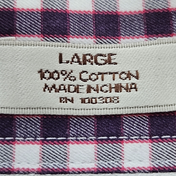 Peter Millar Mens Long Sleeve Purple White Plaid Button Down Size Large - Picture 10 of 10